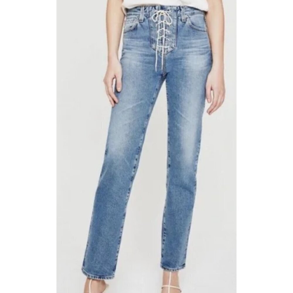 New AG Contour 360 Alexxis Lace Up Jeans Womens 23 High Rise Vintage Fit